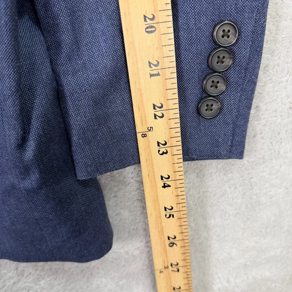 Ralph Lauren Mens 40S Slim Fit Short Blue Silk Wool 2-Button Blazer Sport Coat